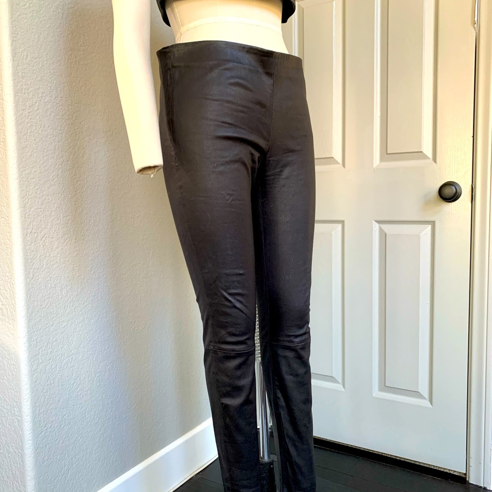 YSL Black Lambskin Leather Pants